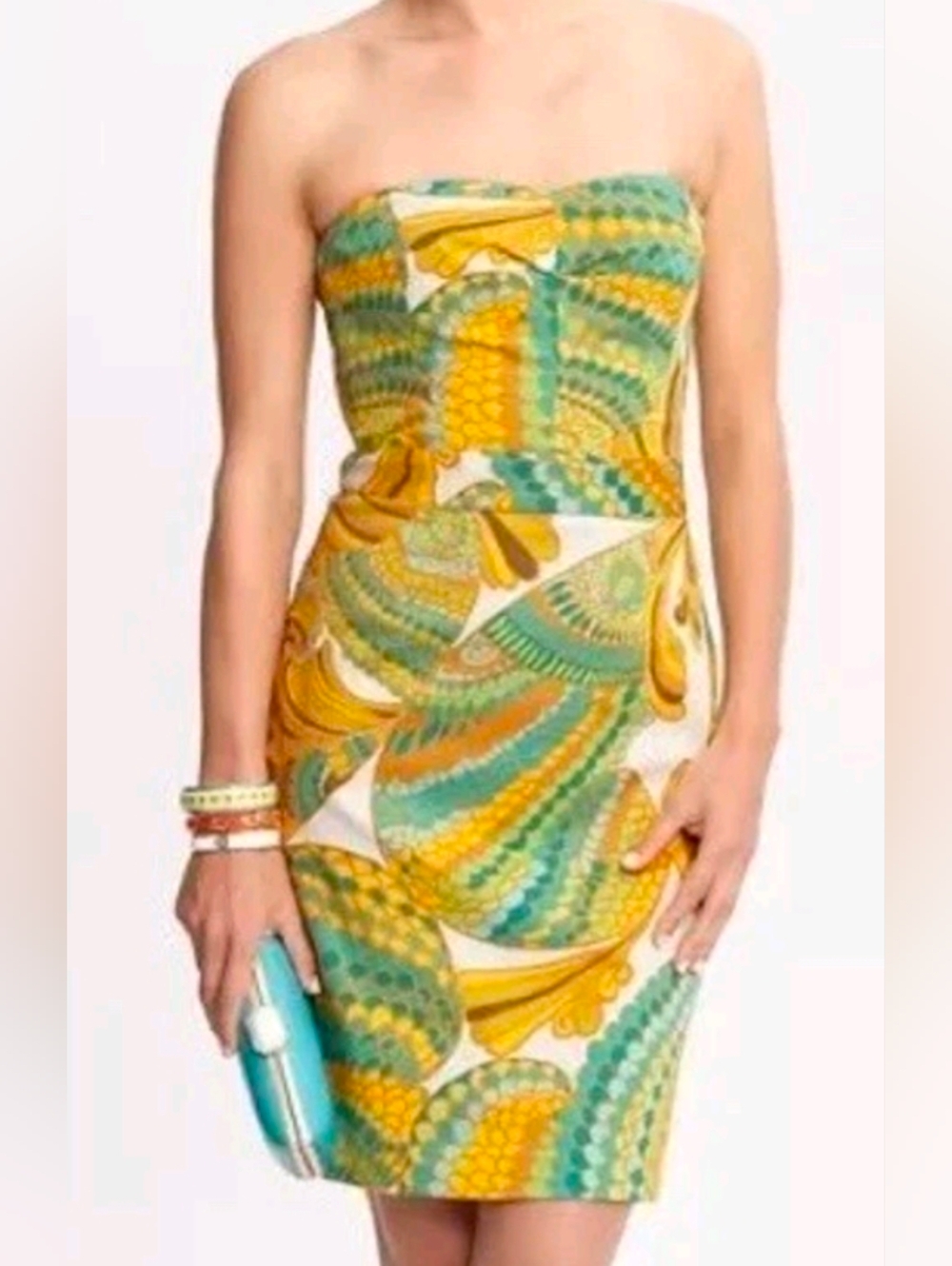 Trina Turk x Banana Republic Pisces Cora Strapless Sheath Dress Size 2 - Picture 2 of 14